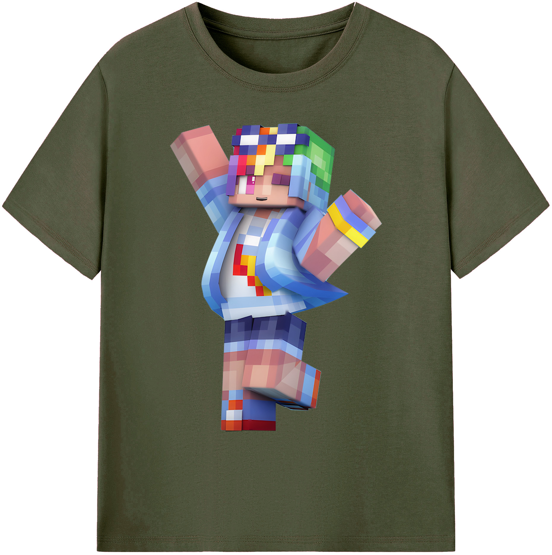 （画像用） マインクラフト ブロックの世界 Minecraft MC Block world 綿100％ メンズ半袖Tシャツ｜肌触りやわらか＆通気性